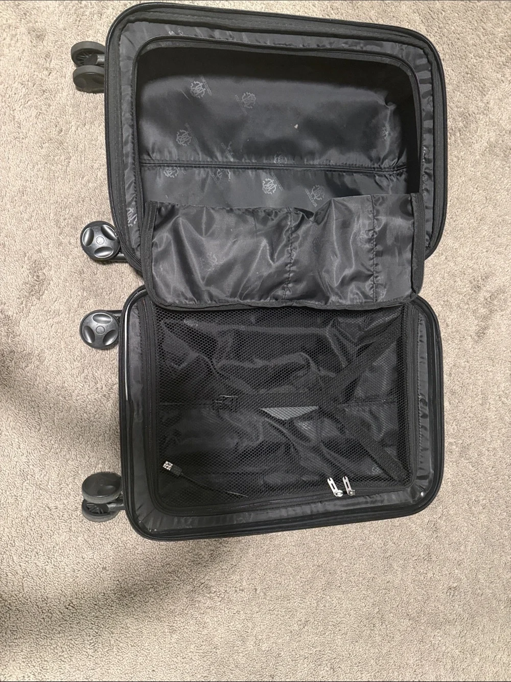 Roberto Cavalli Black Hard-Shell Spinner Carry-On